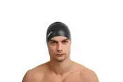 Speedo Unisexs Plain Flat Swimming Cap-Black, One Size