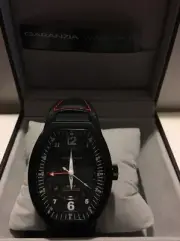 Montres De Luxe Mens GMT Estremo Black white red Tonneau Leather Watch NEW