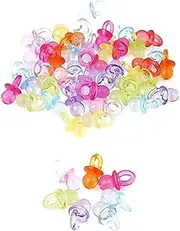 Mini Dummy Pacifier Soothers,100 Pack Acrylic Decorative Dummies Clear Table Scatter Confetti for Babyshower Baby Shower Christening Wedding Birthday Kids Party Muticolor