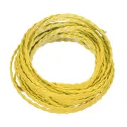 Braided Leather Cord, 5.5 Yards 5mm Flat Craft Leather String, Yellow