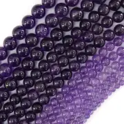 Natural Purple Amethyst Round Beads Gemstone 15" Strand 4mm 6mm 8mm 10mm S1
