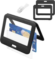 3 Pack ID Badge Holder with Double-Sided Windows Hard Plastic Horizontal ID Card
