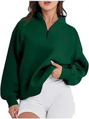 [Generic] Quarter Zip Oversized Sweatshirts Women,Black Sweatshirt Women Plus Size Fall Clothing for Women 2023 Fall Oversized Pullover Sweatshirts for Women Long Sleeve Comfort Fall Tops for Women