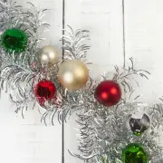 6 Foot Retro Christmas Ball Ornament Silver Tinsel Garland