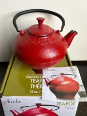 Primula 32 oz Red Japanese Cast Iron Teapot with Loose Leaf Tea Infuser