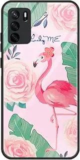 [DEDUX] Case for Oppo A16 / A54s / A16S Mobile Phone Case, Starry Sky Glass and TPU Protective Case Cover for Oppo A16 / A54s / A16S. Cute Flamingo
