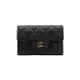二手品 Chanel 雙C金logo粒紋牛皮經典口蓋卡夾/零錢包(AP0214-黑)