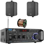 Pyle Bluetooth Compact Amplifier Home Audio Receiver, 2x 4" 30W Max Speakers