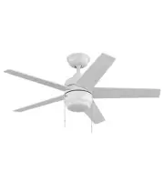 Hampton Bay Mena 44 in. LED Matte White Ceiling Fan+Light Kit Reversible Blades