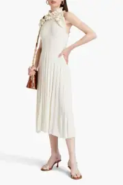 RRP€885 ZIMMERMANN Postcard Ruffle Midi Dress Size US6 AU1 S Ribbed Knit