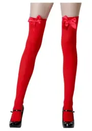 Stockings Sexy Thigh High Nylon Stockings W/ Satin Bow Asso Colors One Size