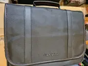 NWT Robert Graham Black Red Trim Ballistic Messenger Nylon Leather Bag $278