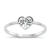 Tree of life heart sterling silver toe ring