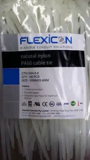 500PCS Natural Nylon Cable Ties 3.6mmx150mm PA66 Cable Tie