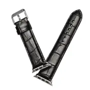 Denior Crocodile Grain Watch Cowhide Leather Strap for Apple Watch Series 5 & 4 40mm / 3 & 2 & 1 38mm (Black)