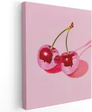 APJYM Trendy Hot Pink Disco Ball Cherry Wall Art, Preppy Room Decor, CLiZi8