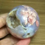151g natural red cherry blossom agate Geode Sphere Crystal Ball Healing 81