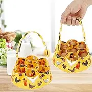 Abizarch 2Pcs Egg Bags Canvas Egg Basket with 7 Pouches Portable Egg Gathering Pouch with Wide Handle Foldable Egg Bags Washable Egg Collecting Basket for Farmhouse Garden 20cm in Diameter