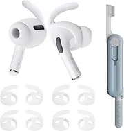 Tzylomirx 4 Pair Ear Hooks Covers Compatible with AirPods Pro, Anti-Slip Anti-Lost Soft Silicone Ear Tips + Multi - Functional Cleaning Pen Accessories with Card Removal Pin, Not Fit in Case