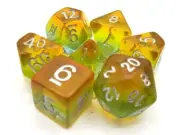 Old School 7 Piece DnD RPG Dice Set: Gradients - Springtime Blossom