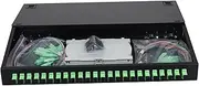 Xunsomt-24 Singlemode 24 Port SC-APC Rack Mount Enclosure Box & Splice Trays Fiber Cables Spool Kit, 24 Core LGX Loaded Patch Panel Box fits for 19" Racks Cabinet(Include Pigtail & Couplers)