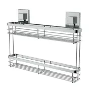 EvoVac Fusion-Loc Suction Chrome Kitchen Double Herb Spice Rack Easy DIY