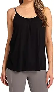 [Generic] Loose-Fitting Tank Top with Built-in Bra, Built in Bra Tank Tops for Women, Camisole Tops for Women Built in Bra (XL,Black)