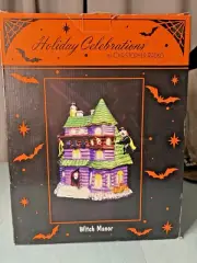 Christopher Radko Christmas Witch Manor Lighted Ceramic Halloween House NIB