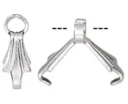Bail, Ice Pick, 100 Silver Plated Brass Pendant 6.5x3mm Prong Bails 5mm Grip