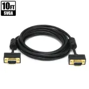 10FT SVGA VGA Male to Male Monitor Cable Cord Slim Gold PC Laptop Ferrite Cores