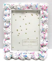 NEW White Frosted Icing Candy 5x7 Picture Frame Pastel Colors Cynthia Rowley