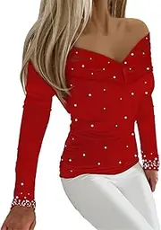 [Generic] Plain T Shirts Women Decoration V Neck Pullover Slim Type Long Sleeve Top Scrub Tops Women Solid