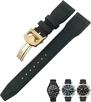 [UMCNVV] 20mm 21mm 22mm Nylon Fiber Leather Watchband Fit for IWC IW377729 IW389001 Big Pilot Watch Green Blue Black Watch Strap
