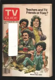 MAG: TV Guide 10/22/1977-Cast of "Welcome Back Kotter" cover art by Jack Davi...