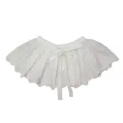 Ribbon Bowknot Ruffle White False Collar Hollow Embroidery Leaves Shawl Capelet