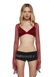 [Widow] Cryptic Glamour Fishnet Shrug - Red