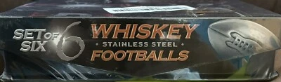 Whisky Stones Stainless Steel Footballs Set of 6 in a Luxury Box. Reusable Ch...