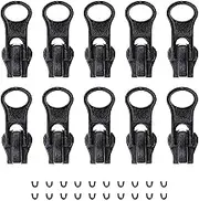 EMSea 10Pcs Black 5# Zippers Pulls Sliders with U-Shape Stop Zips Repair Replacement Kit for Coats Jeans Jackets Pants Backpacks