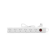 Click White 6 Outlet Powerboard With Master Switch