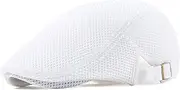 [Lanzom] Men's Breathable Mesh Summer Hat Adjustable Newsboy Beret Ivy Cap Cabbie Flat Cap Gatsby Driving Hunting Hats