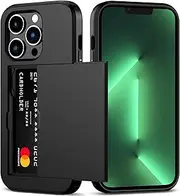 for iPhone 13 Pro Case with Card Holder (Store 2 Cards) Wallet Case Slim Dual Layer Heavy Duty Protective Shockproof Hidden Card Slot Phone Case for iPhone 13 Pro,Black