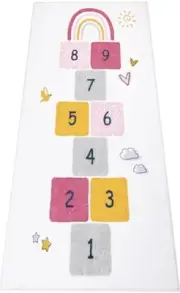 Hopscotch Kids Rug 3'x5' Fun and Educational Playroom Rug Soft Durable