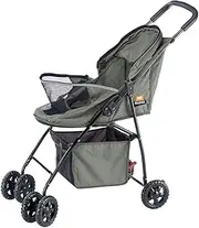 Ferplast Stroller for Small Dogs Globetrotter Folding Stroller for Small-Sized Dogs Trolley for Pets Maximum 9 Kg, Opening sunroof, Fully Foldable, Equipped with Basket and Wheels, 80 x 42 x h 95 cm