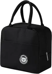 Tongke Insulated Lunch Bag, Portable Thermos Lunch Box Carrier, Double-Layered Insulation, Keeps Food Warm or Cold, for Office, School, and Outdoor Use (Black)