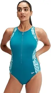 [Speedo] Womens Panel Hydrasuit Swimming Costume Peacock Marine Blue