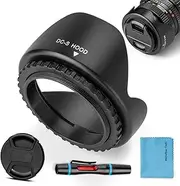 Fotover Reversible 62mm Lens Hood, Universal Tulip Flower Lens Hood Sun Shade with Centre Pinch Lens Cap for Canon Nikon Sony Pentax Olympus Fuji Camera