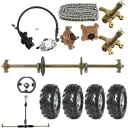 810mm Go kart Rear Axle Kit 8" Wheels 428 Sprocket & Hub +Brake +front Steering