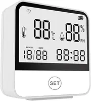 WiFi Temperature Humidity Temperature & Humidity Sensor Meter with Screen Digital Indoor Hygrometer Thermometer White One Size