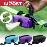 Pet Dispenser Dog Poo Puppy Pick-Up Waste Bags Poop Holder Hook Pouch 2 Rolls