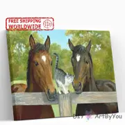 Paint By Numbers Kit Horse Animal Painting Framed Art Adult Draw Wall Decor Home